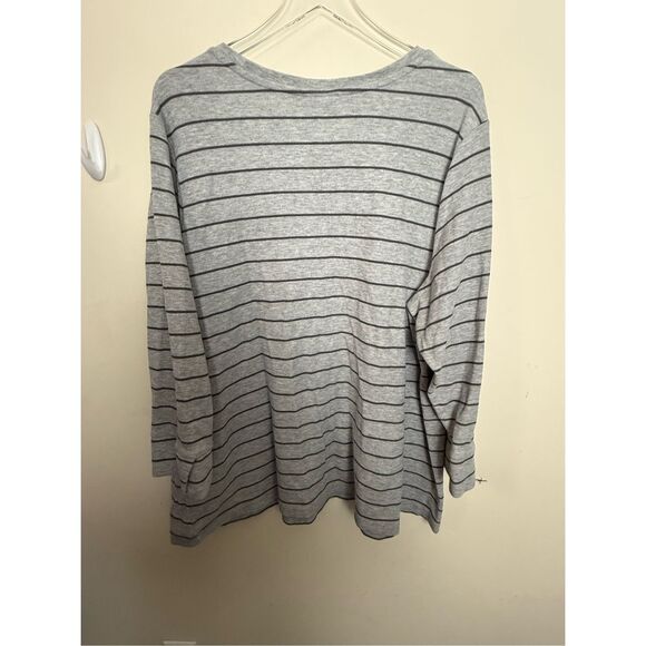 J. Jill Textured Patch Pocket Knit Tunic Large Gray Stripe 4XL V-neck Casual Com - Picture 3 of 4